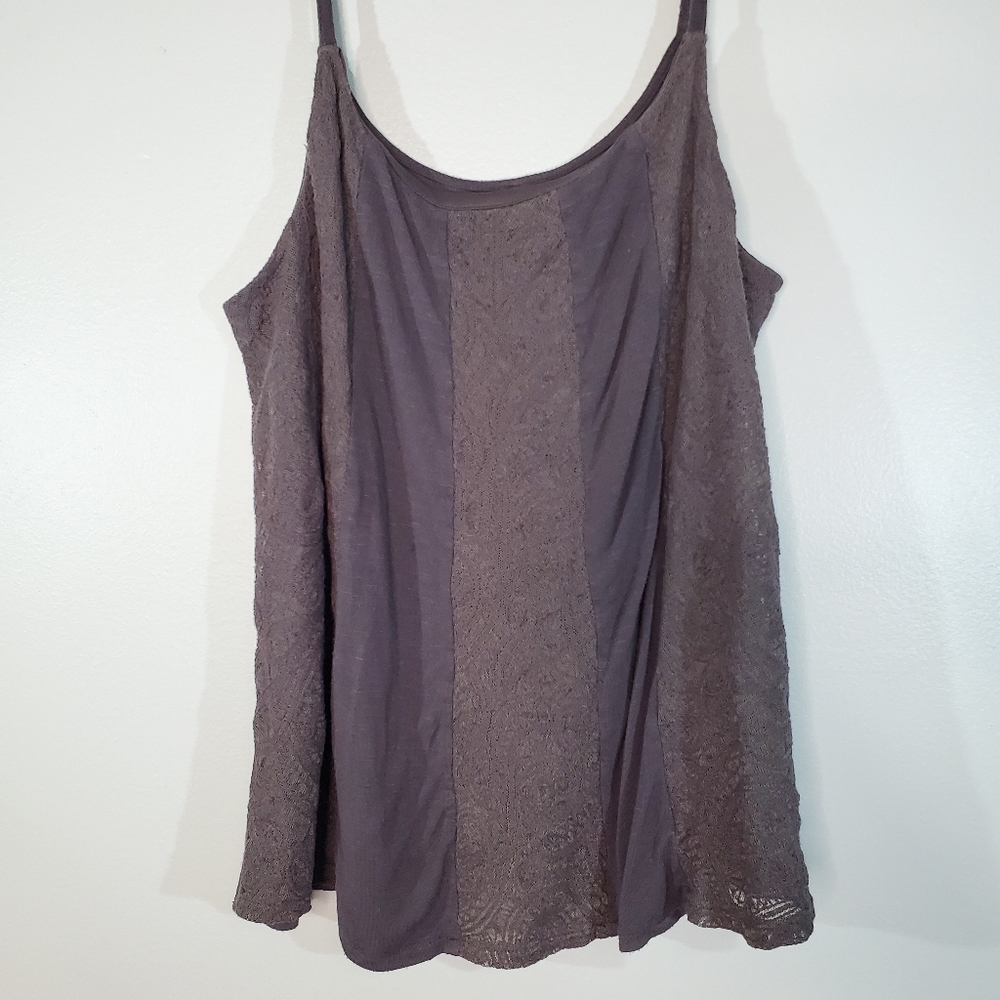 Maurices Gray Lace Tank Top M